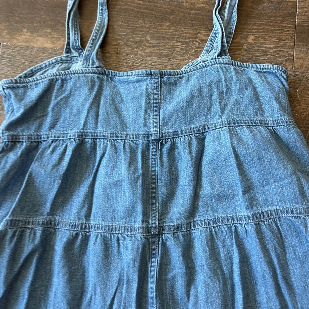 Levis Womens Blue Denim Tiered Babydoll Mini Dress Button Front Medium Wash L - Picture 5 of 8